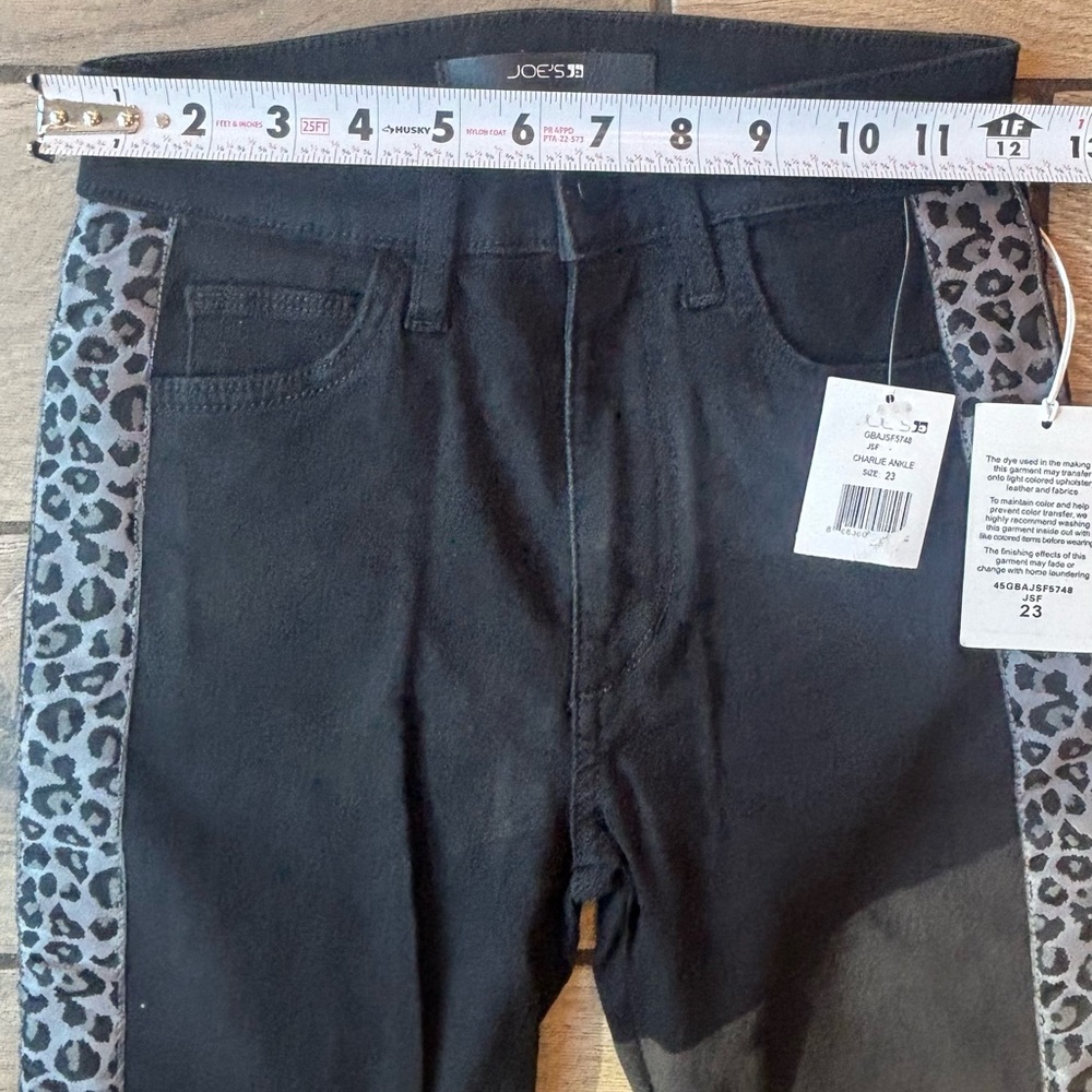 Joe’s Jeans High Rise Skinny Ankle Jeans Leopard Side Stripe Black Size 23 NWT - Picture 7 of 11